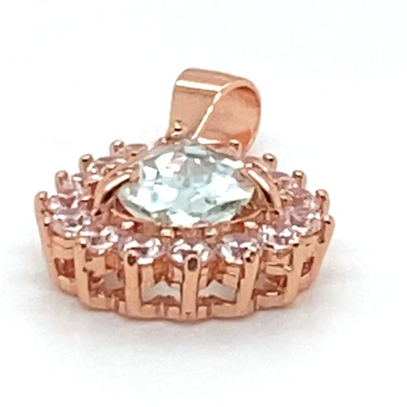 Aquamarine 1.20ct Rose Gold Finish Solid 925 Sterling Silver Pendant - Picture 5 of 7